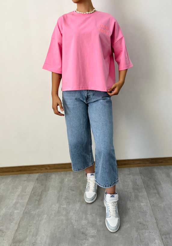 تیشرت زنانه میو میو چاپ برجسته گرم بالا فری سایز تا ۴۲